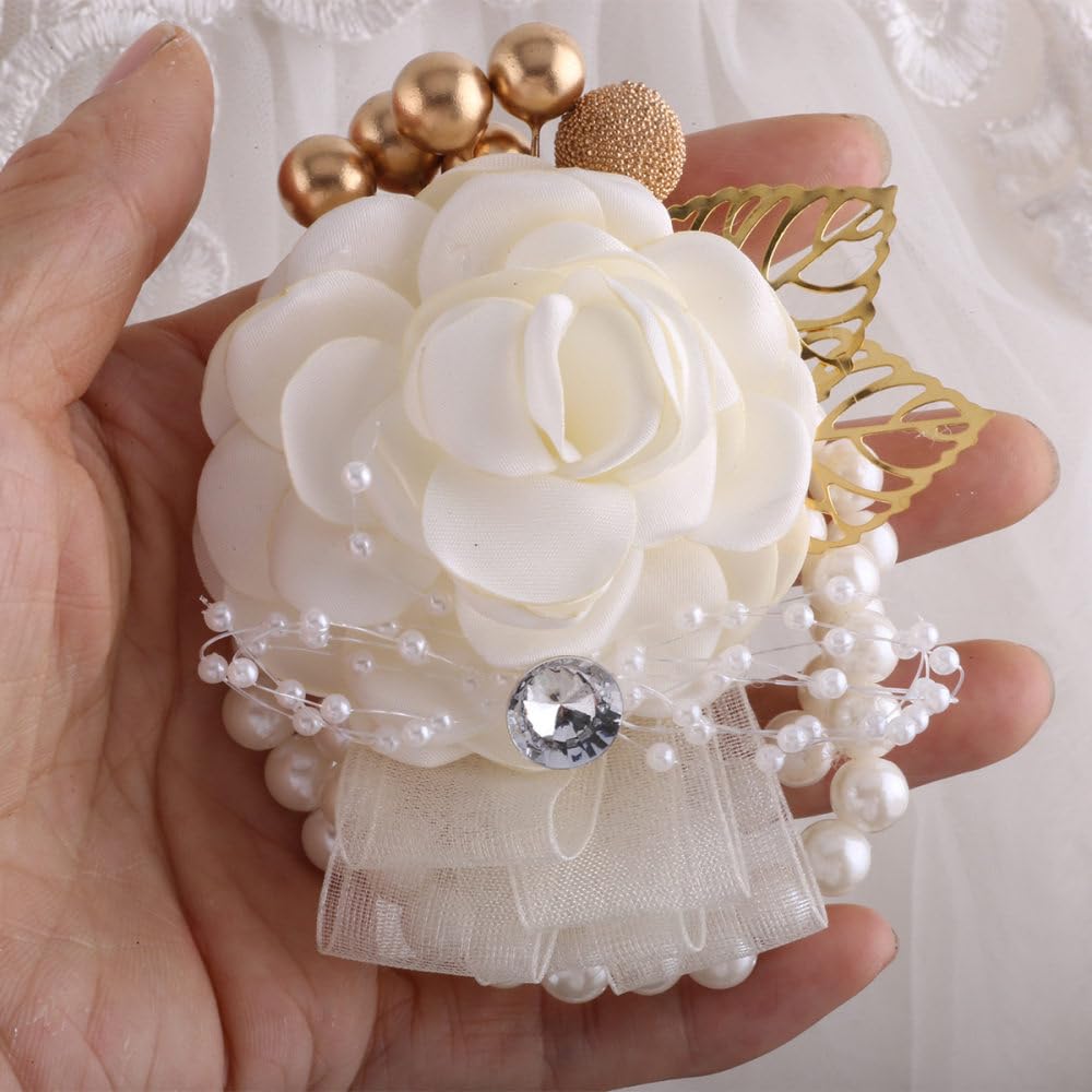 Lot De 4 Bracelets De Corsage De Poignet En Forme De Rose Bordeaux