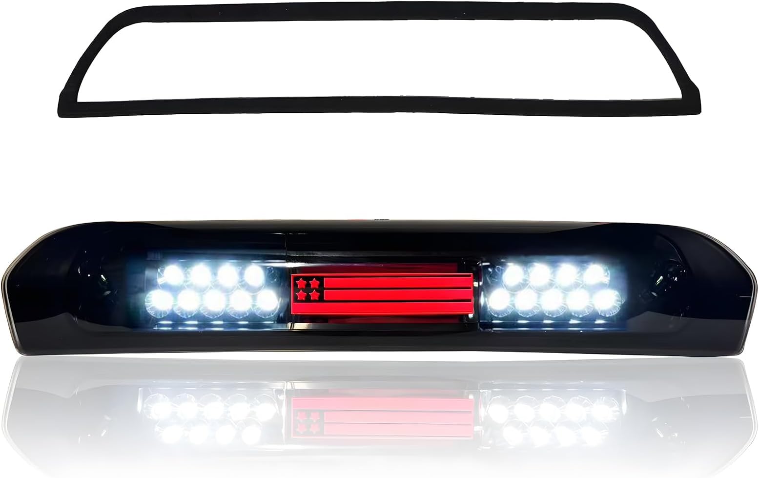 All-in-one LED 3rd Third Brake Light Cargo Light Upgraded Version High Mount Stop Light for For 2002-2008 Dodge Ram 1500; 2003-2009 Dodge Ram 2500 3500,Chrome Housing Smoke Lens.