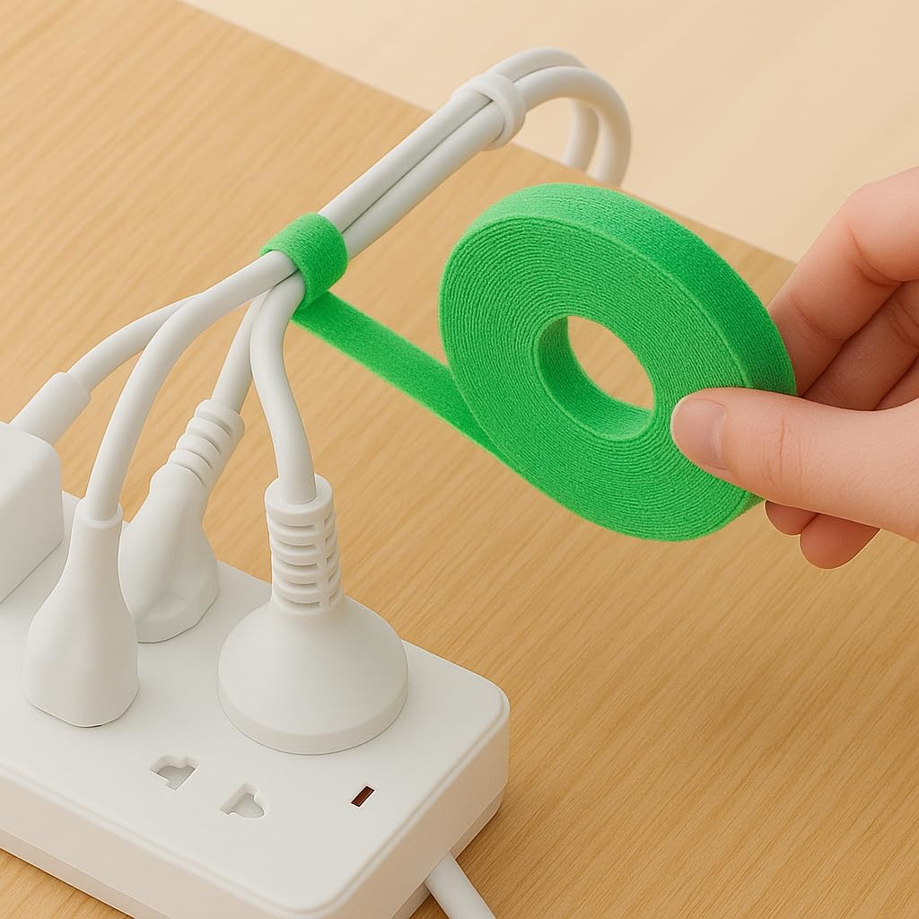 ADAPTOLL Cırt Cırt Sabitleyici Kablo Düzenleyici 5 metre x 1cm Kanca ve Döngü Kayışları, Tekrar Kullanılabilir, Çift Taraflı Kanca Rulo Düzenleyici Kayışlar, Bağlama Bandı (Sarı)