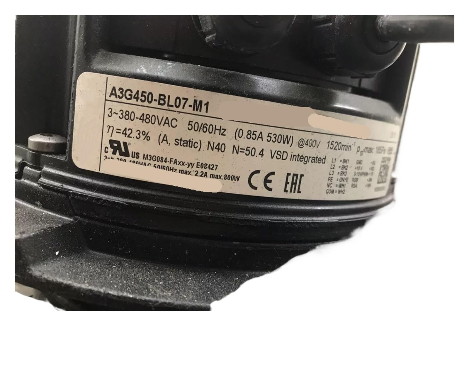 Centrifugal Fan A3G450-BL07-M1 380-480V0.85A530W