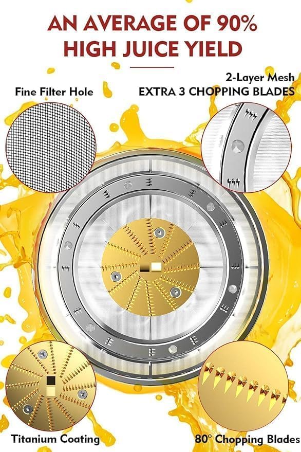 Miniatura 4 de AZEUS Exprimidor centrífugo, extractor de jugo de 400 W con cuchillas de doble velocidad, diseño alemán, fácil de limpiar, diseño antigoteo, cuenco