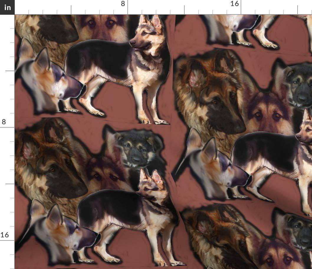 Spoonflower Fabric - German Shepherd Collage Shepherds Dog Breed Printed on Petal Signature Cotton Fabric by The Yard - Sewing Quilting Apparel Crafts Decor
