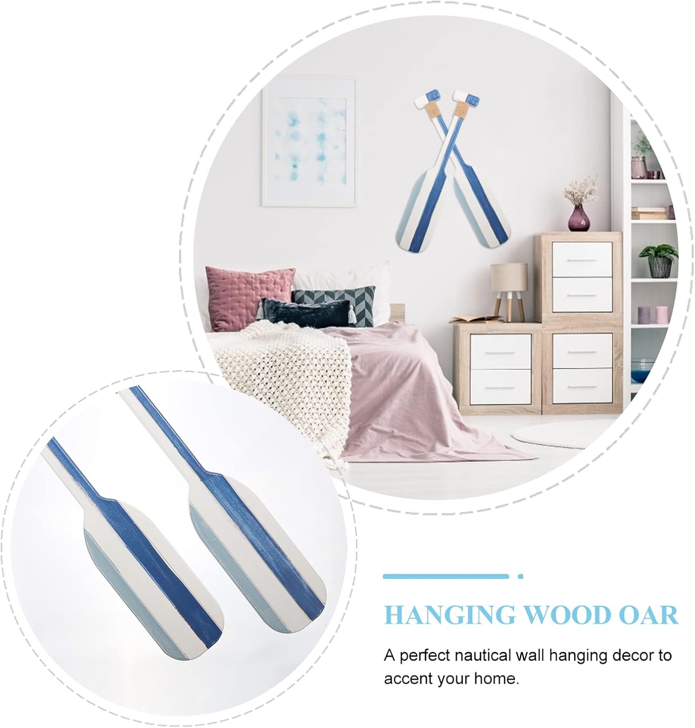 LIFKOME Nautical Wooden Double Oar Decors with Rope Nautical Oar Paddles Wall Decor Indoor Décor Beach House Paddle Decor Door Hanging Ornament Beach Theme Home Decoration