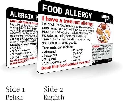 Miniatura 2 de Nut Allergy Card - Plastic Tree Nut Allergy Restaurant Card - Equal Eats (Polish)