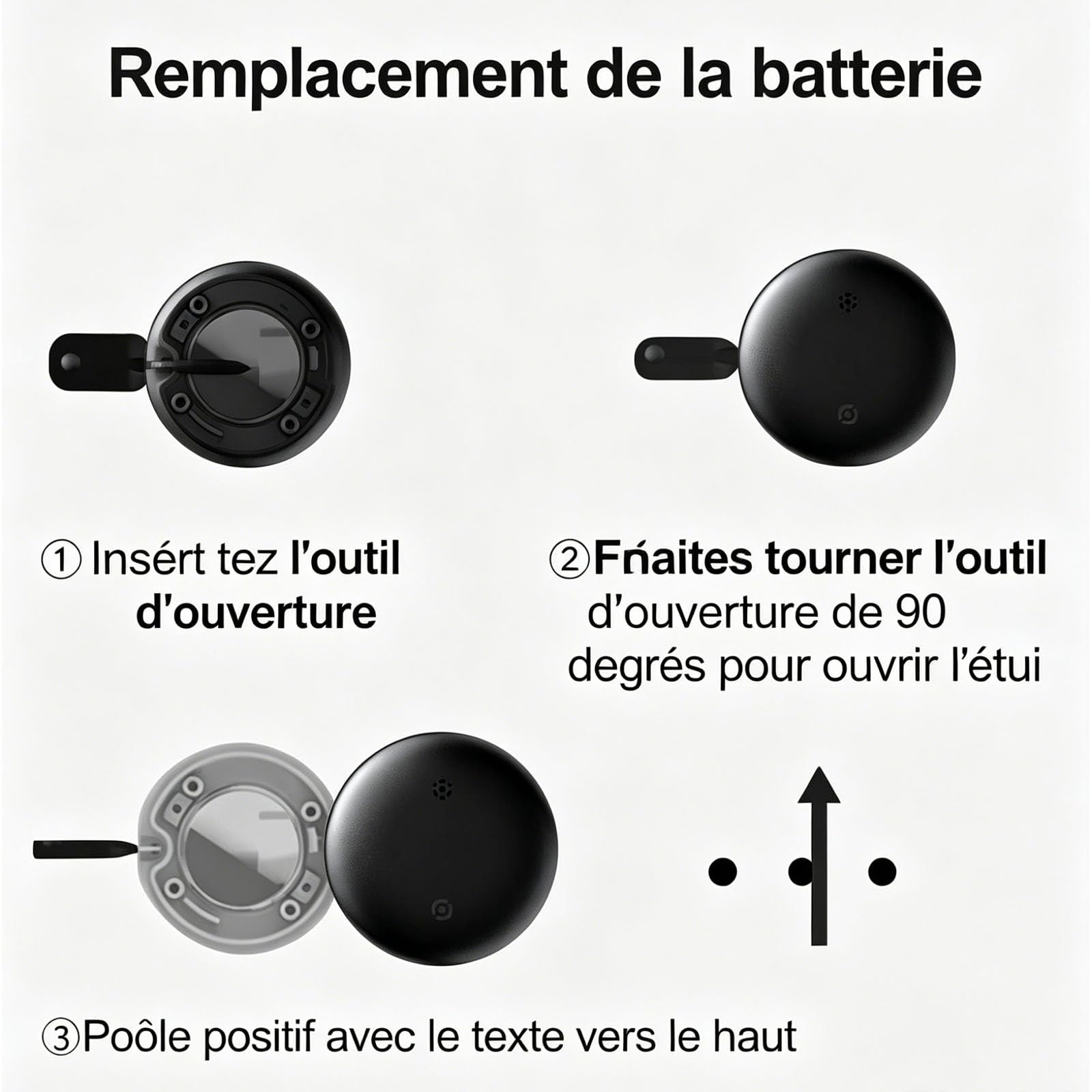 Vitivie Tracer GPS, Vitivie GPS GP90 Tracker Bluetooth Anti-Perte, Traceur Intelligent pour Clés Animaux Et Portefeuilles - Compatible avec L'application Find My D' Apple/Android (Noir)