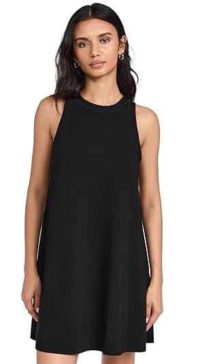 Theory Women's Rib Neck Tank Dress, Black, M at Amazon Women's