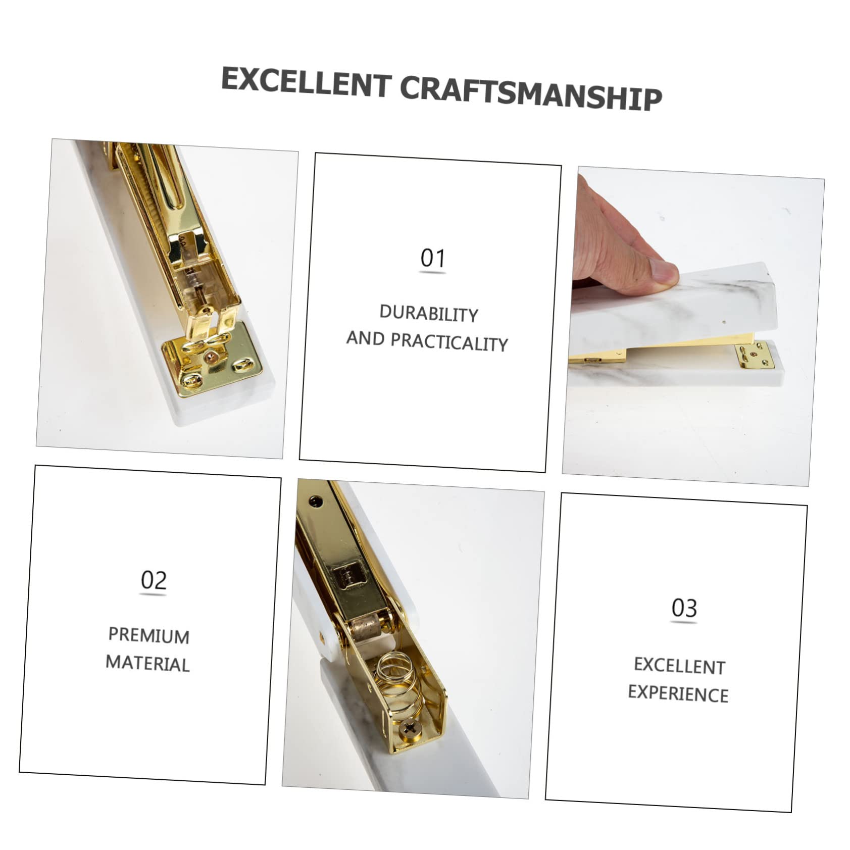 Ciieeo Agrafeuse Portable Design Exquis et Maniable à Main Multifonction Couleur Or en Plastique Abs et Électroplaqué, Compacte et Pratique pour Bureau et Maison