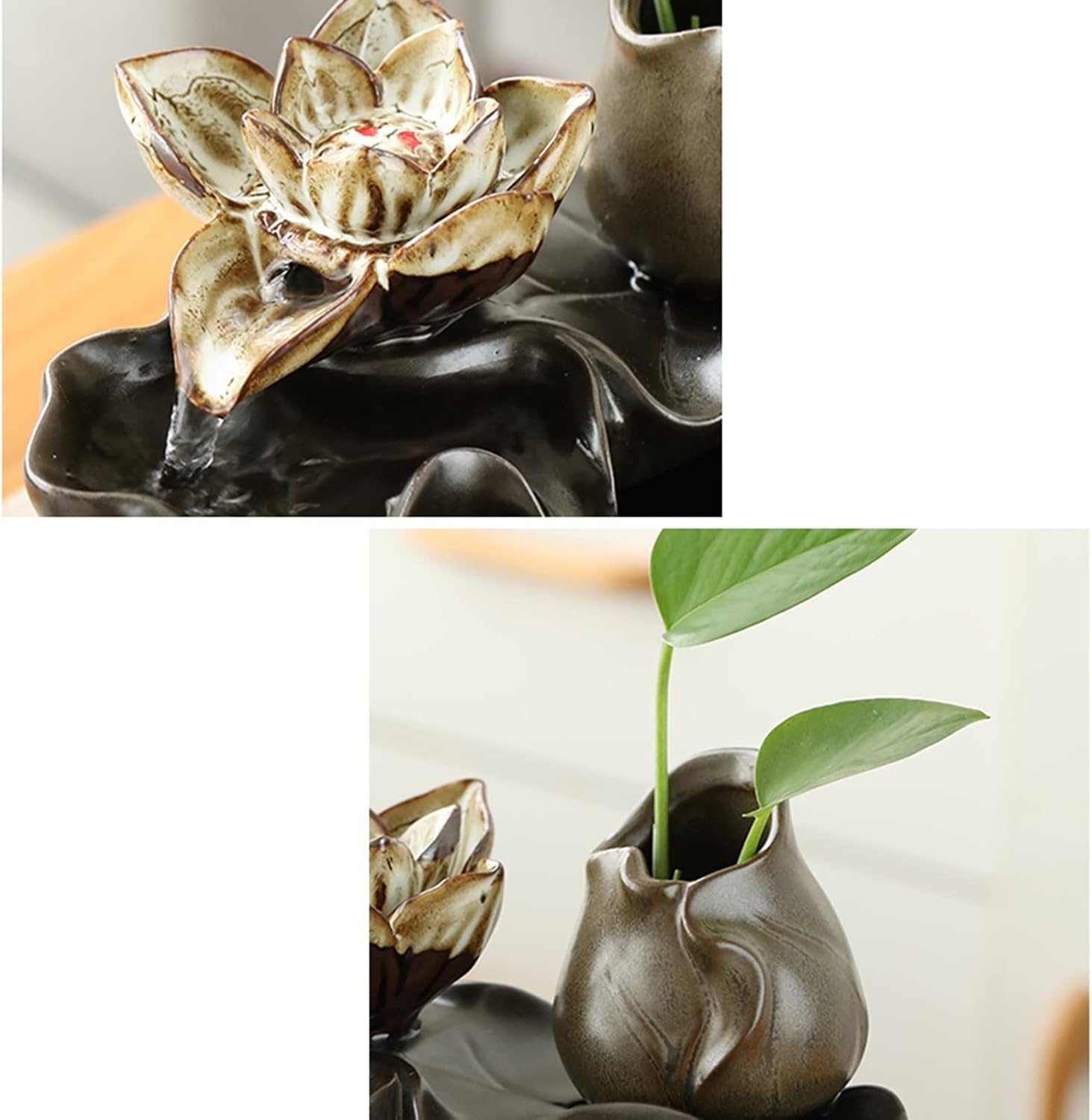 Tabletop Fountains Ceramic Upholstery Table Fountain Home Meditation Table Fountain Suitable for Home, Living Room and Office Indoor Tabletop Water Fountain