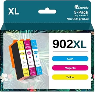 902XL Color Ink Cartridges 3 Pack Compatible for HP Ink 902 XL Work with HP Officejet Pro 6975 6968 6970 6978 Printer, HP OfficeJet 6950, 6960 Series (Cyan, Magenta, Yellow)
