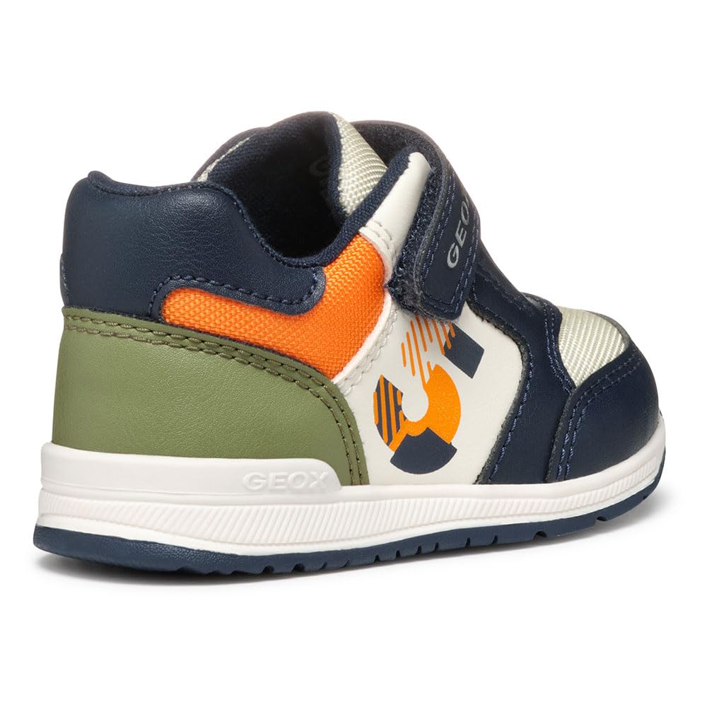 Geox B RISHON Boy A, trampki, granatowy/lt, pomarańczowe, 25 EU, Wielobarwna, 25 EU