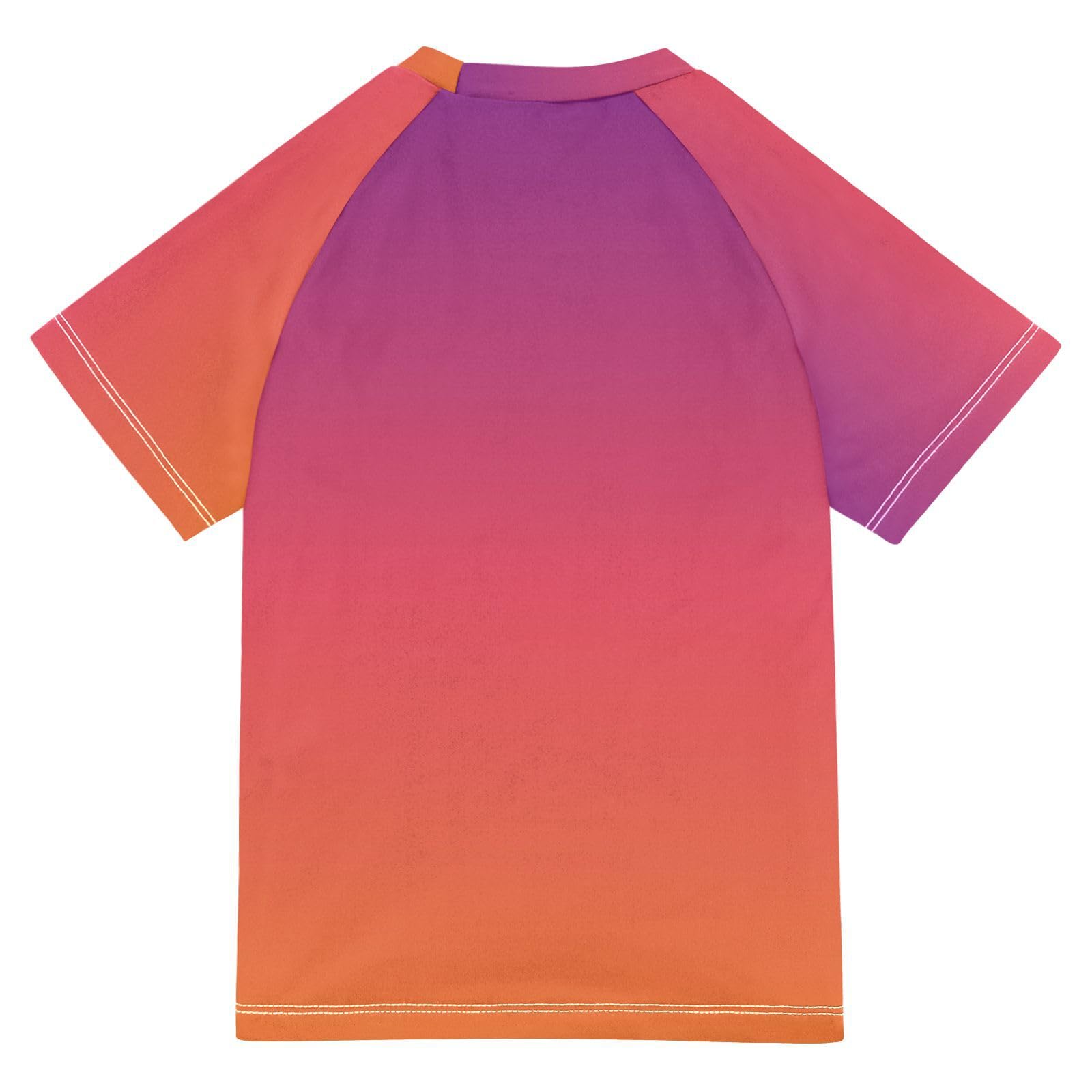 Kids Bathing Suit Short Sleeve Girl Rash Guard 11T Purple Orange Gradient