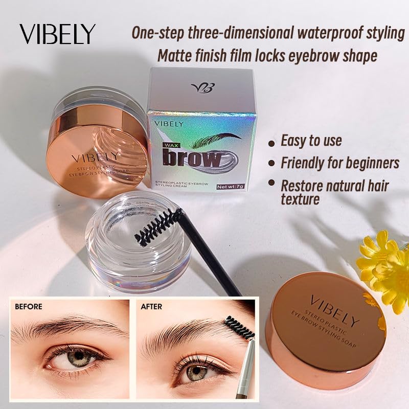 Vibely Eyebrow Gel Clear - Waterproof Brow Styling Gel
