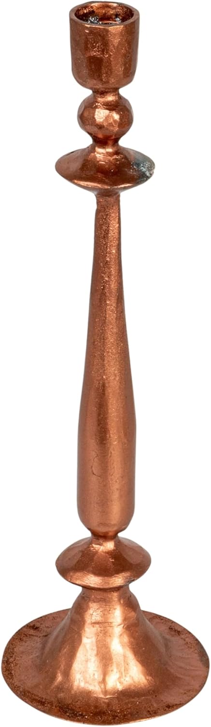 Creative Co-Op 11.75 Round Hand-Forged Cast Metal Taper Holder, Copper Finish