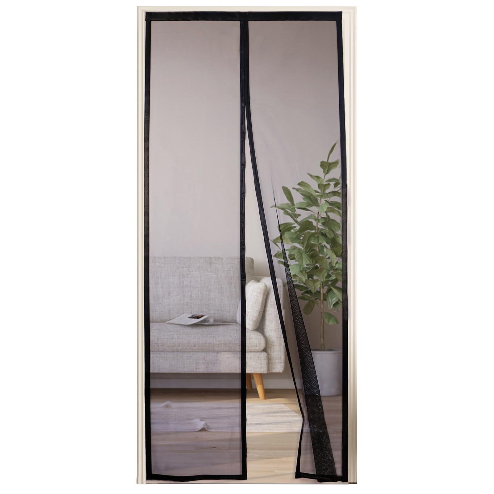 akgao Zanzariera Magnetica per Porta,85x220cm Puro Colore Fibra di Poliestere Porta Chiusura Magnetica Tenda Autosigillante Forte Magneti Domestici Bambini per Porta Balcone Porta Cantina-Nero