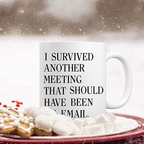 Miniatura 4 de YHRJWN Taza de correo electrónico con texto en inglés "I Survivved another meeting that should be an email" The Office Mug inspirador Mug Funny