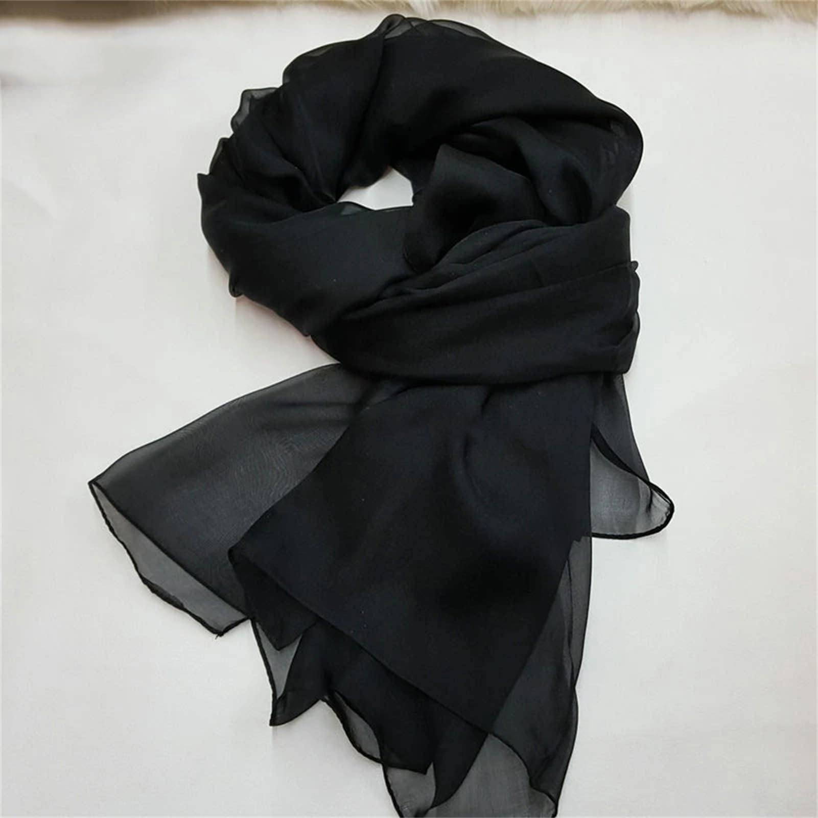 Sciarpa di seta leggera traspirante da donna, scialle avvolgente in chiffon, lunga spiaggia, sciarpa di seta solida