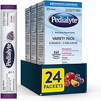 Pedialyte Electrolyte Powder Variety Pack, 24 Packets - Strawberry, Fruit Punch, Grape, Apple - 2x Electrolytes vs Sports Drinks for Kids & Adults