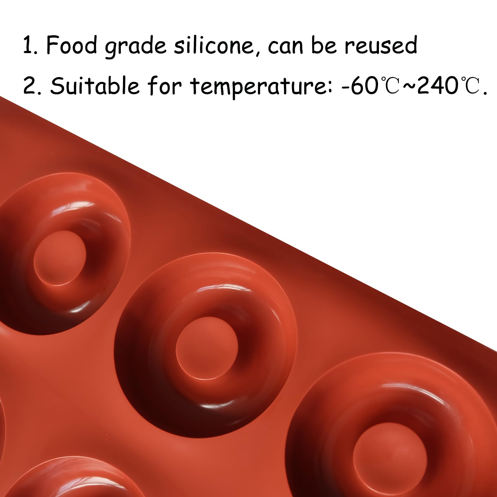Wady Stampo In Silicone Per 8 Ciambelle - Antiaderente, Senza BPA, Riutilizzabile - Per Forno, CIoccolato, Biscotti - 29,5x17,2 Cm - 2