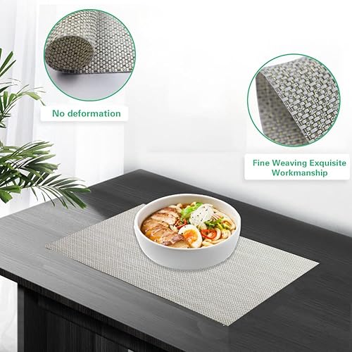 Miniatura 5 de Juego de 6 manteles individuales, manteles individuales resistentes al calor, manteles individuales antideslizantes y lavables, fáciles de limpiar,