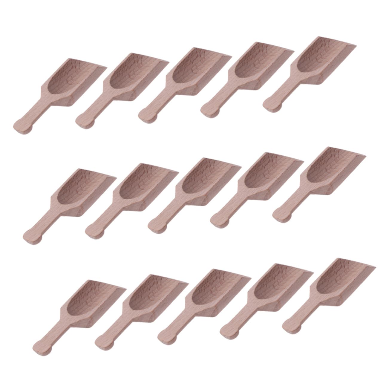 SOLUSTRE Flat Handle Wooden Teaspoon Scoop Salt Spoon Set Teaware Accessories for Home Tea Shop Restaurant