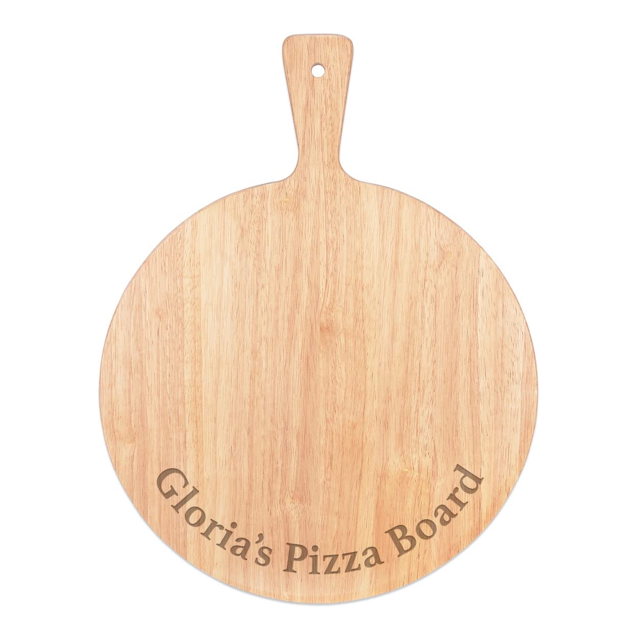 Personalised Custom Pizza Board Message Bottom Curved Serving Tray Handle Paddle Round Wooden 45x34cm