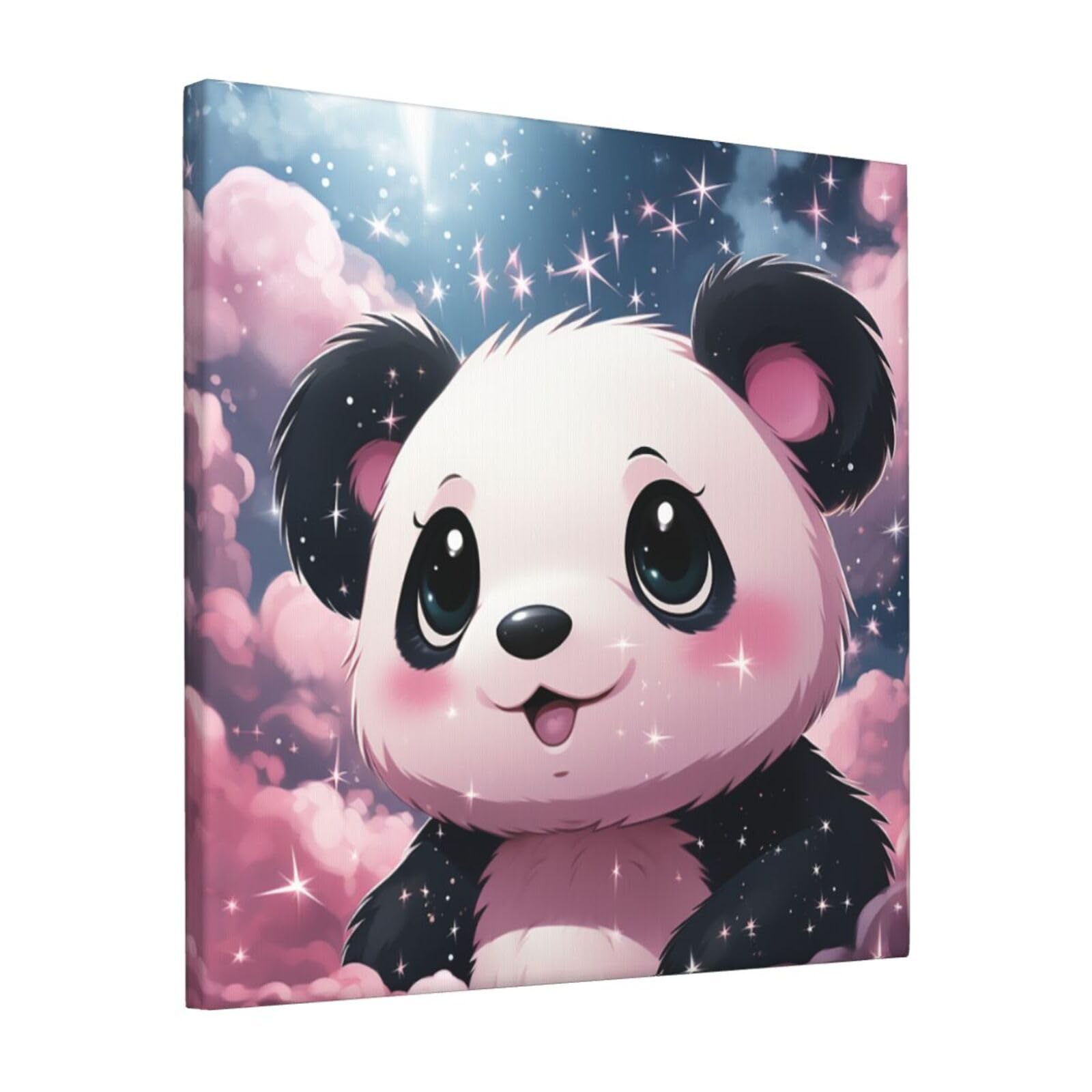 FodPand Pink Panda Canvas Wall Art for Living Room Wall Decor 12"x12" Modern Artwork Painting Pictures Hanging Canvas Prints Aesthetic Wall Art for Bedroom Bathroom Office Wallart Decor