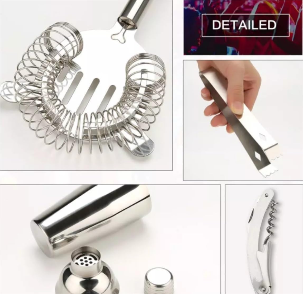 Shaker Cocktail 22 Set Cocktail Shaker Bar in Acciaio Inox Accessori per Bar Set(550ml)