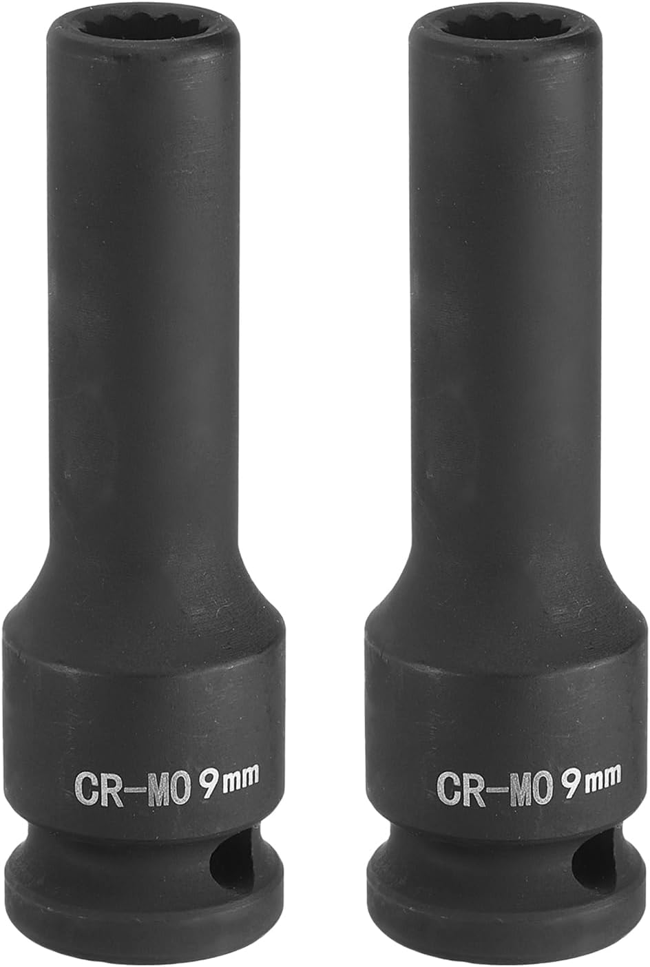 sourcing map 2Pcs 12-Point Deep Impact Socket 1/2 Inch Drive 10mm Metric Chrome Molybdenum Alloy Steel Spindle Axle Nut Impact Socket