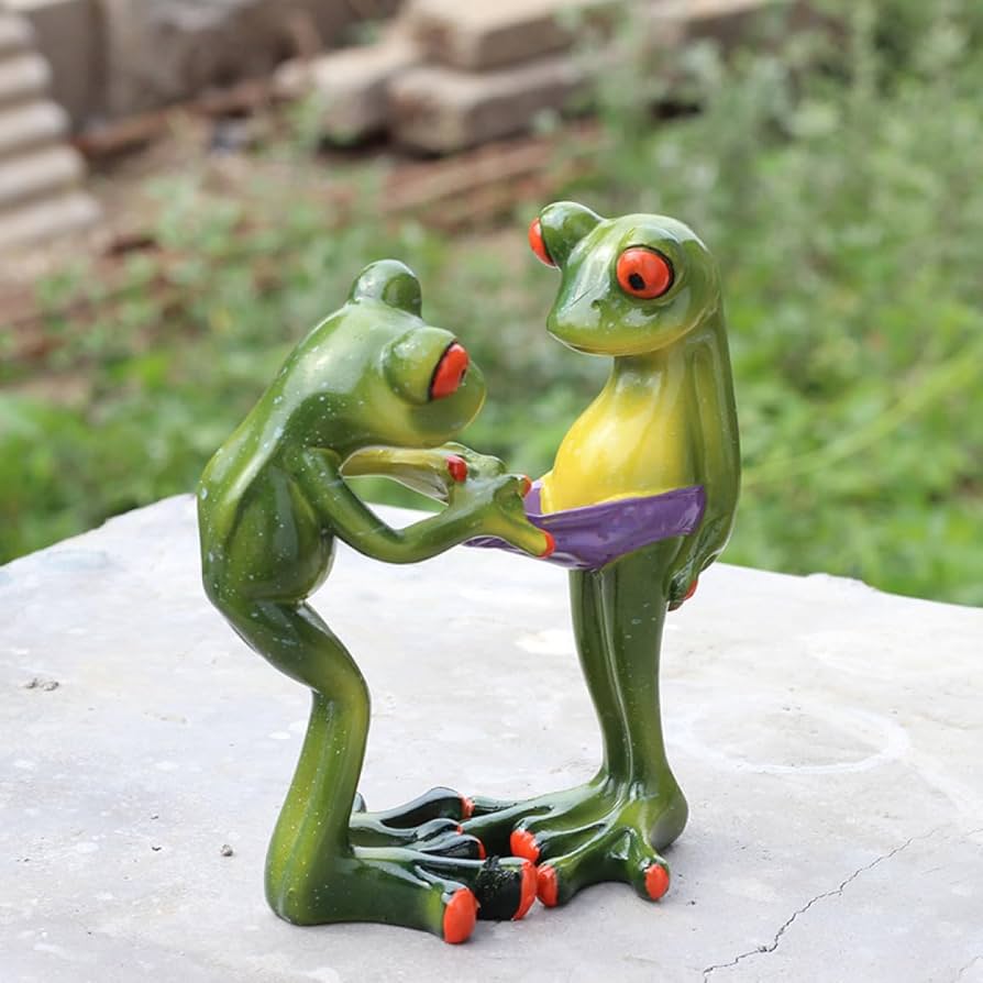 カエル　置物 Amazon.co.jp: JAnjiaLxY カエル 置物 レトロ 親子 石の上