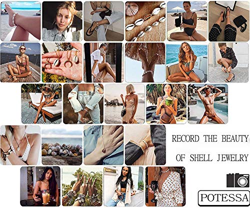 4 Pack Adjustable Shell Bracelets Anklets Set Natural Cowrie Shell Beads Puka Seashells Ankle Jewelry For Men Women Valentine's Day Gifts #TOP6