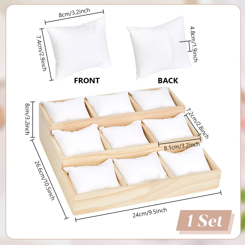PH PandaHall Uhrentablett Aus Holz 3 Stufiger Uhren Organizer Mit 9 Fächern Abgestuftes Schmucktablett Armband Und Armreif Vitrine Für Herren Und Damen Uhren Armbandstapel