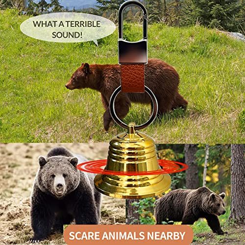 2" Loud Bear Bell With Whistle Set For Hikers Hiking Gear Solid Brass Bear Bells With Silencer Emergency Whistle And Carabiner For Survival Hiking Climbing Biking Fishing #TOP1