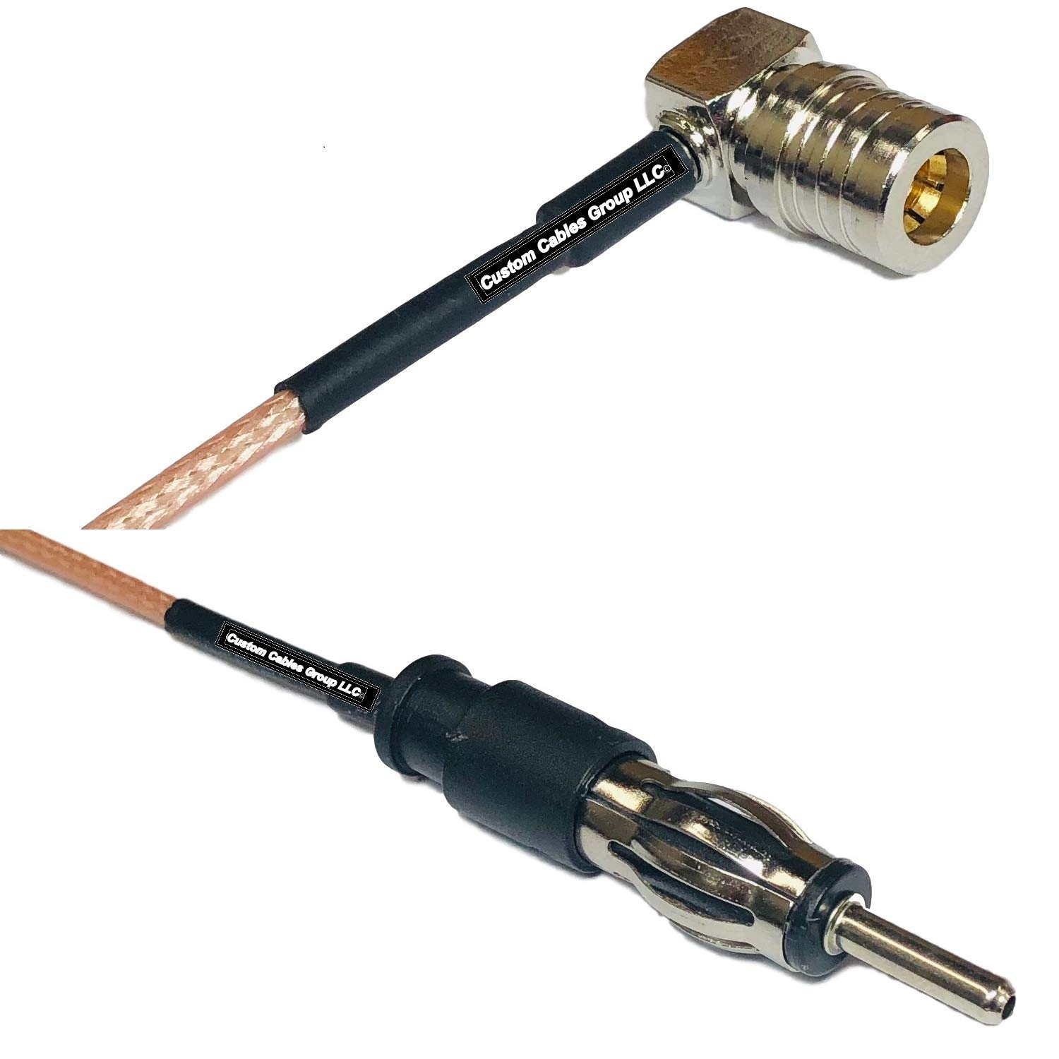 1 feet RG316 QMA Male Angle to AM/FM Male RF Pigtail Coaxial Cable