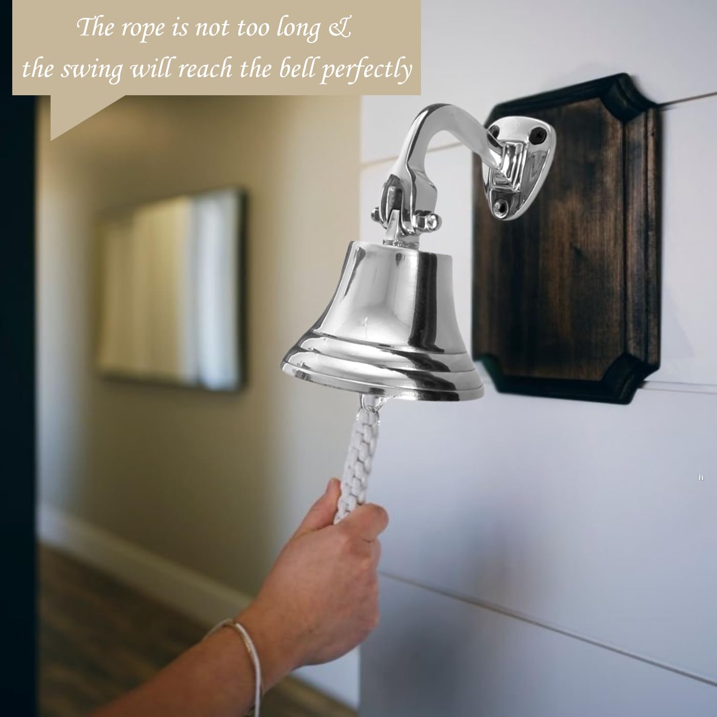 Fenzo 3 inch Last Order Bell, Traditional Wall Mounted Hanging Door Ship Silver Christmas Bell with Durable Rope - Image 3