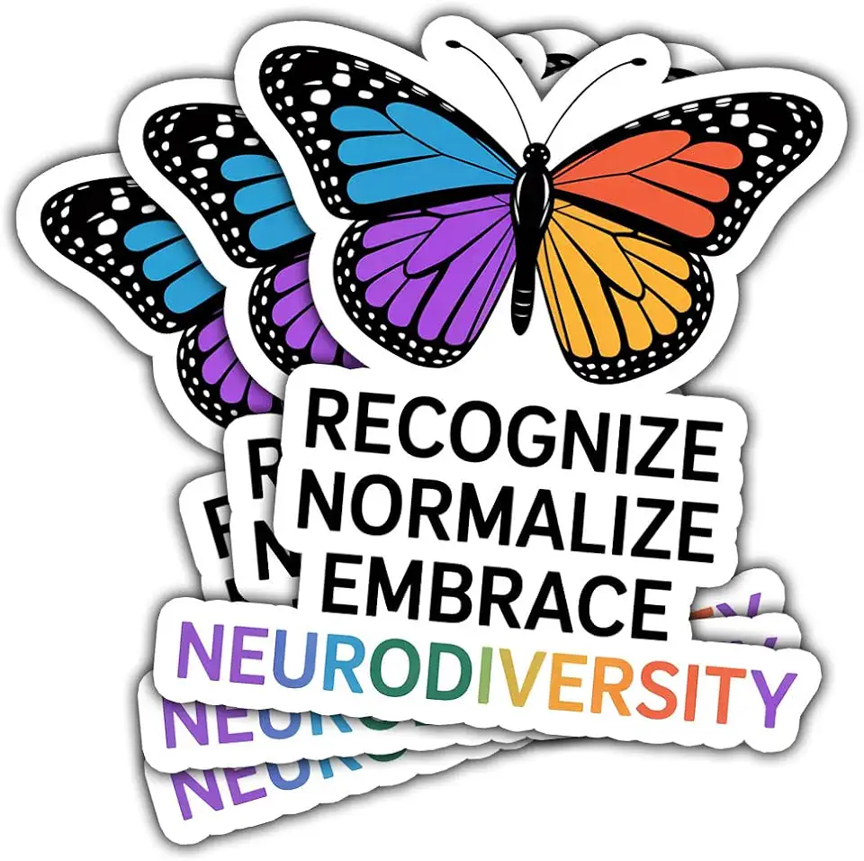 3Pcs Recognize Normalize Embrace Neurodiversity Sticker Funny Autism ADHD Gift for Dyslexia Awareness Neurodiversity Stickers Mental Health Pride Decal for Laptop Bottle Notebook Toolbox Hard Hat 3"