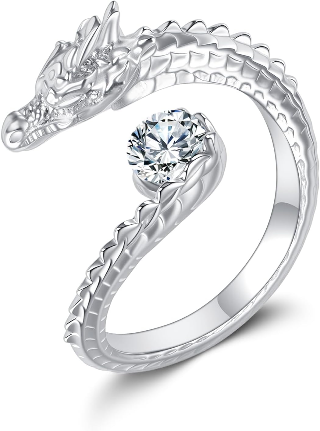 Dragon Ring Sterling Silver 0.5 Carat Moissanite Jewelry Gifts for Women Men