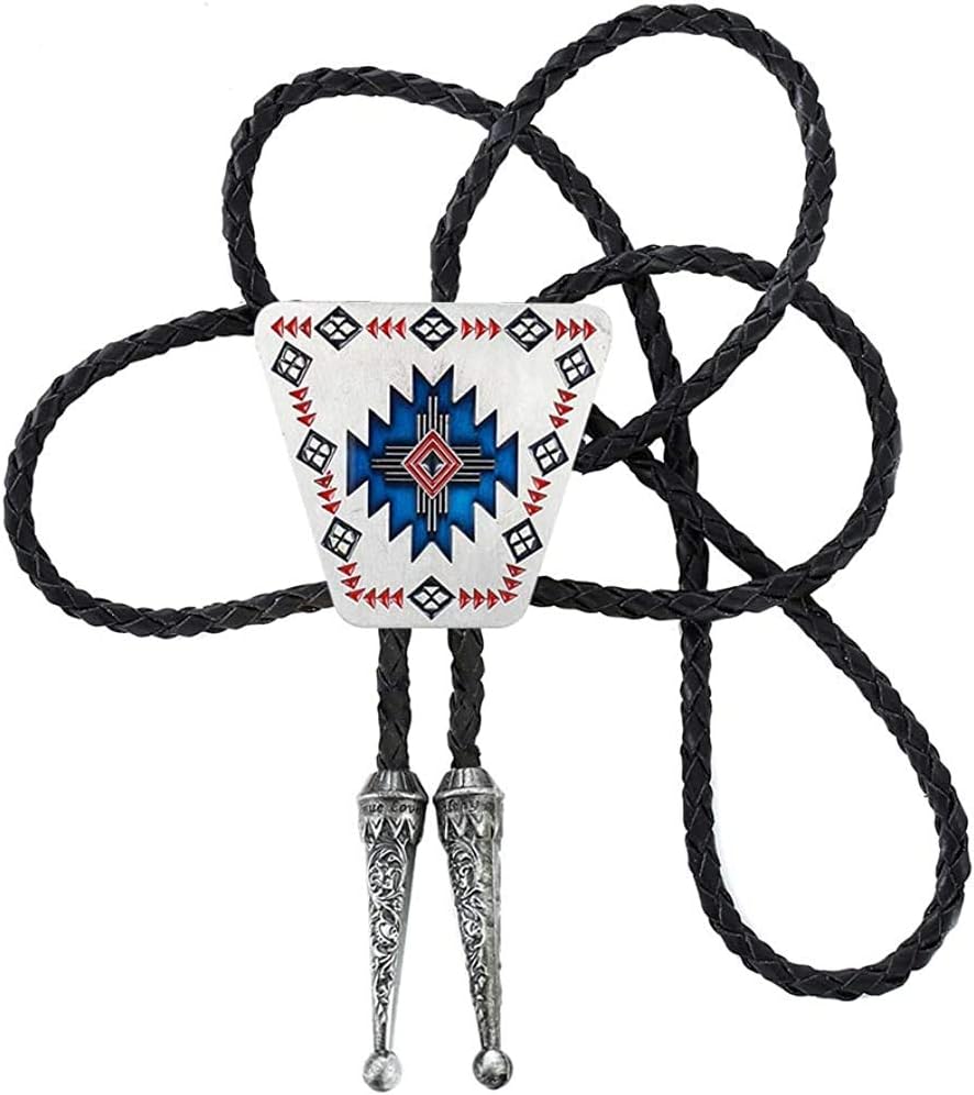 Cravatta Western Bolo Cowboy - Pelle Nera Con Ciondolo Vintage 489645 - Foto 4