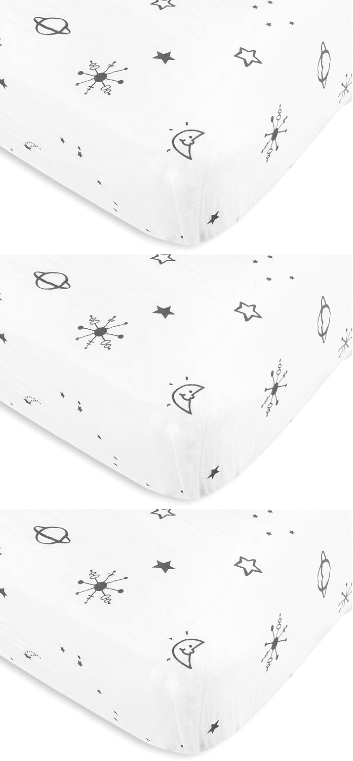 Amazing Baby Cotton Muslin Crib & Toddler Fitted Sheet, Denim