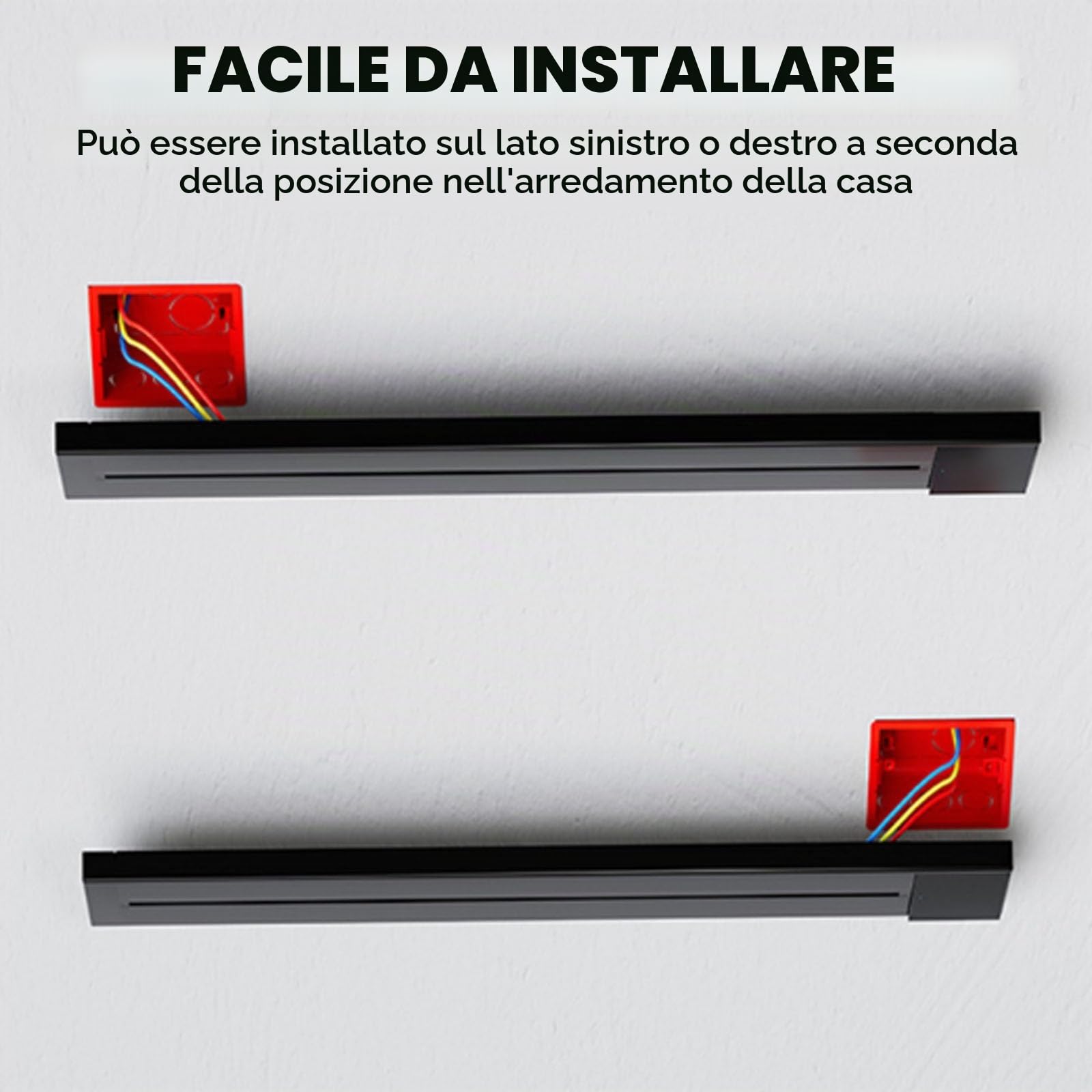 Presa per Binario Da 8000 W, Scheda Di Cablaggio per Binario Scorrevole Di Alimentazione Da Parete Da 40-100 Cm Con Interruttori, Presa per Binario Di Alimentazione Staccabile(White,60cm)
