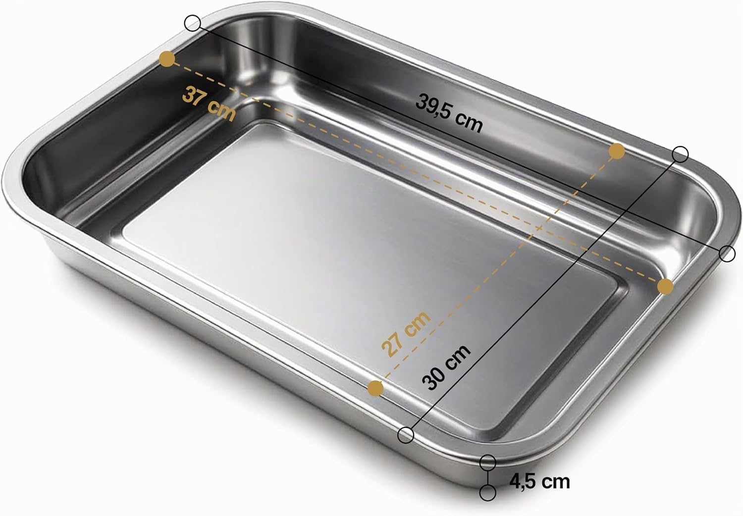 MGE - Set di 2 Vassoio da Portata Rettangolare Profondo - 2x Vassoio per Servire - Vassoio da Servizio - Acciaio Inox - 40 x 30 cm