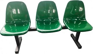 3 Seater Chairs for Waiting Room, Plastic Seat Office Waiting Guest Chairs with Backrest, Reception Area Furniture for Clinic Airport Hospital Barber Basketball Court(Green)