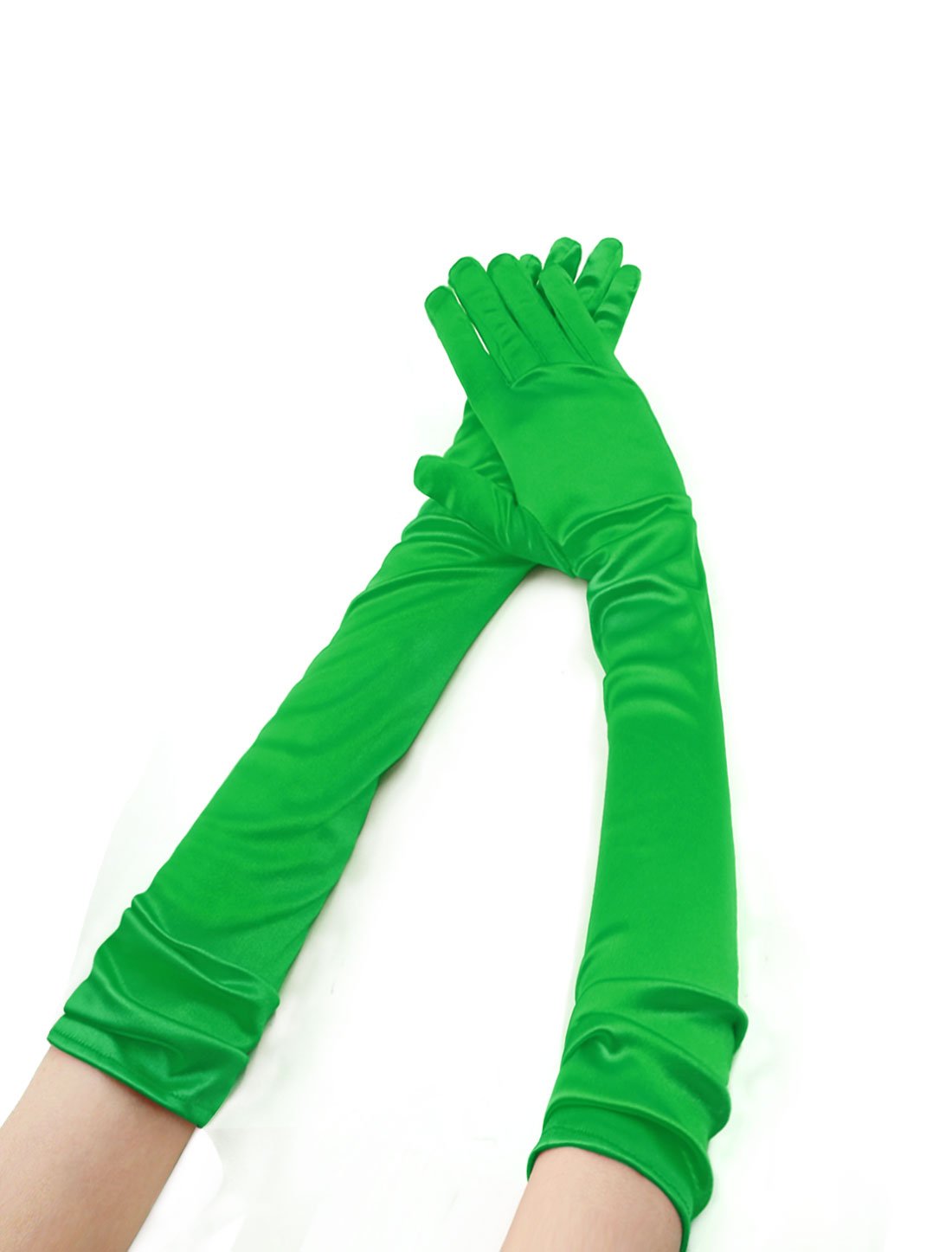 Allegra K Women's Long Gloves 1920S Evening Party Full Finger Mittens Elegant Opera Glove Green One Size