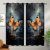 Vista 89 de Cortinas opacas de mariposa para decoración del hogar de niñas y niños, hermosas flores en acuarela, con ojales, aislamiento térmico, cortinas