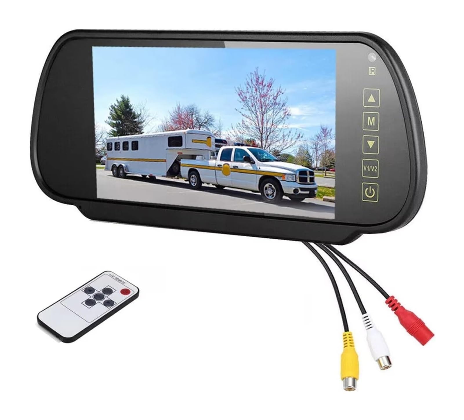 Kit De Espejo Retrovisor Inalámbrico 7" para Coche Camión Furgoneta Cámara Marcha Atrás Cámara de Respaldo(Monitor Only)