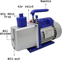 Vista 3 de Bomba de vacío de 110V 7CFM Bomba de vacío de paletas rotativas Bomba de vacío de doble etapa con filtración de cinco capas y ventana de aceite