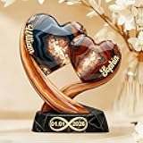 NAZENTI Together Forever, Personalized Two Heart Couple Plaque, Custom Shaped Acrylic, Customized Couple Plaque, Custom Gift for Couples, Anniversary, Valentines Day Gift for Him and Her A01