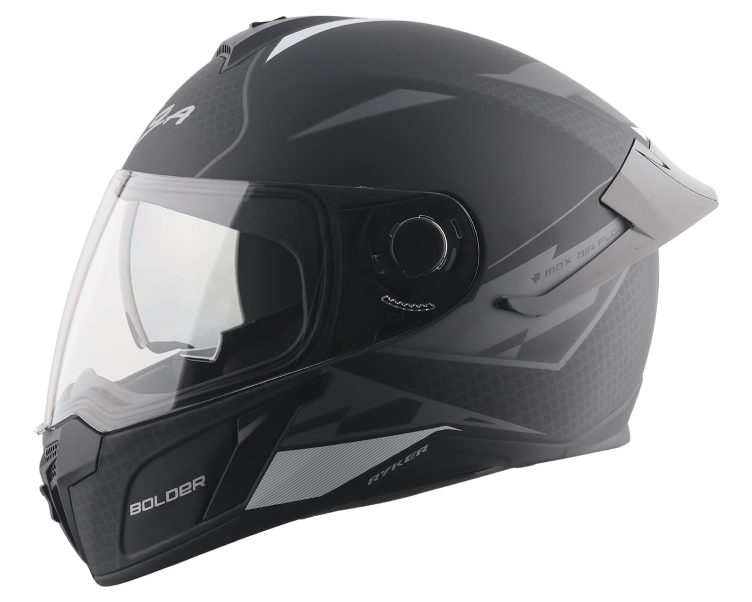 Vega Ryker Bolder Full Face Helmet for Scooter (Dull Black/Silver, M)