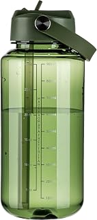 OLDLEY 32 oz Clear Water Bottle with Straw,Tritan BPA-Free, Wide Mouth, Leak Proof - for Gym, Travel, Home, School, Office (Army Green)