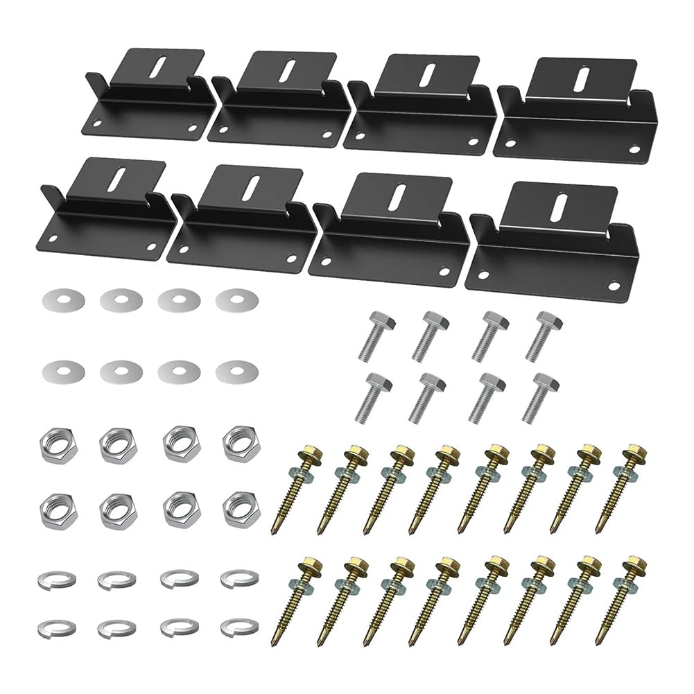 Wesafrae Z-Style Bracket Solar Panel Mounting Bracket Kits 8PCS Roof Photovoltaic Panel Z-Bracket Stand for Car Boat RV Yacht Black