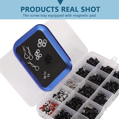 Miniatura 5 de Bandeja de tornillos de aleación con almohadilla magnética, paleta de disco de tornillos, bandeja de tornillo de aluminio para modelo RC y